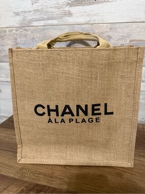 GWP Chanel A La Plage Beige Canvas Tote for the beach / shopping bag 12x12